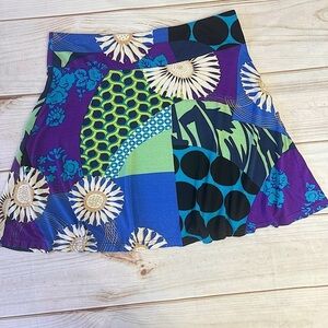 Mixed Retro Floral Print A Line Mini Skirt by Funky People Patchwork Polka Dot